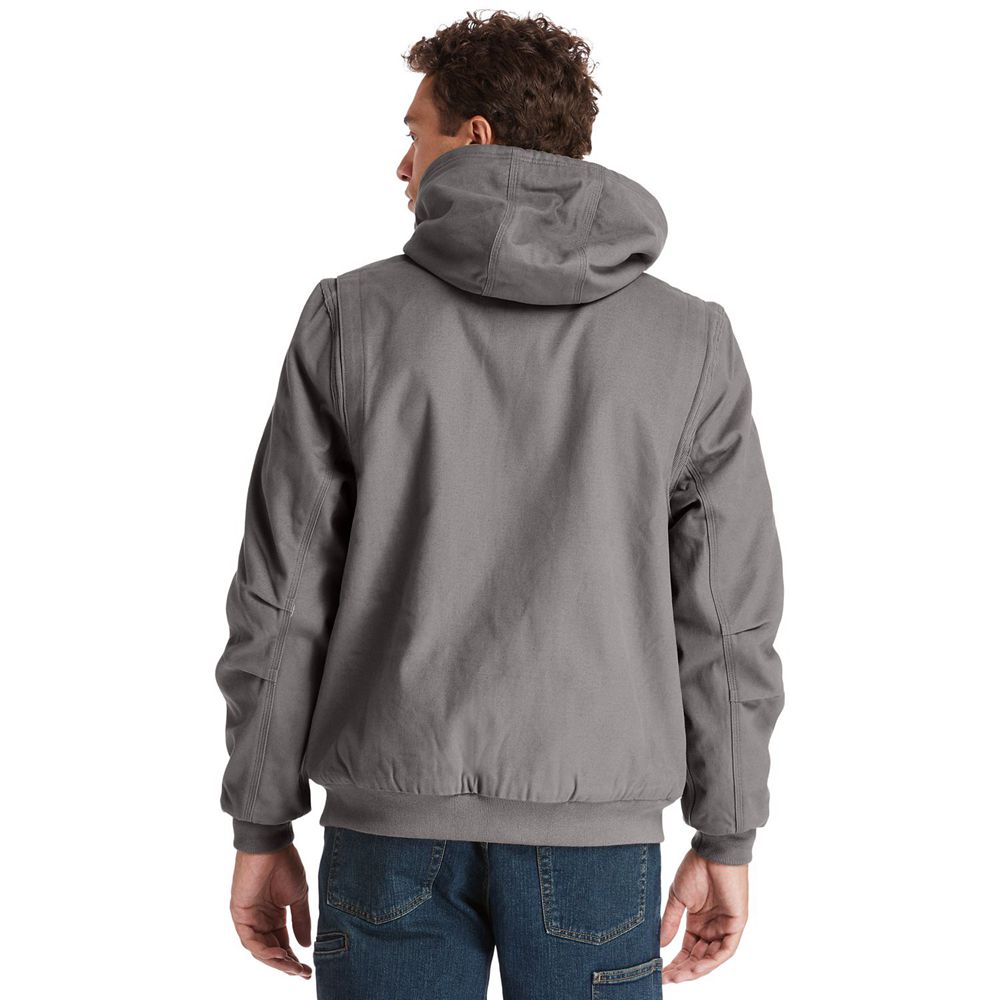 Timberland Mens Jackets PRO® Gritman Lined, Hooded Canvas - Dark Grey - India XA3612574